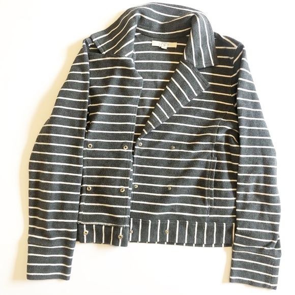 Ann Taylor LOFT grey w/white stripe blazer - Picture 2 of 6